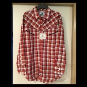 New Ely 1878 Western Shirt Red Plaid Size 2XL